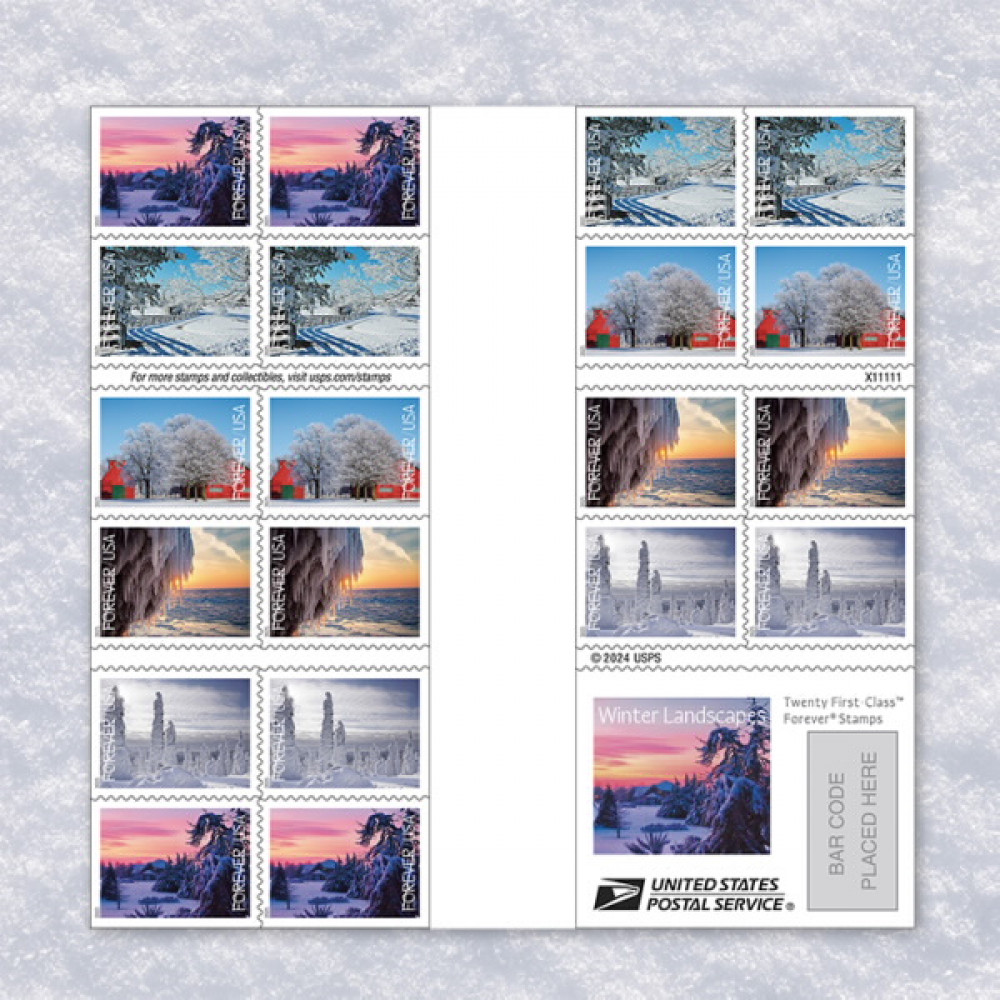 (2025) Winter Landscapes Stamps, Book of 20
