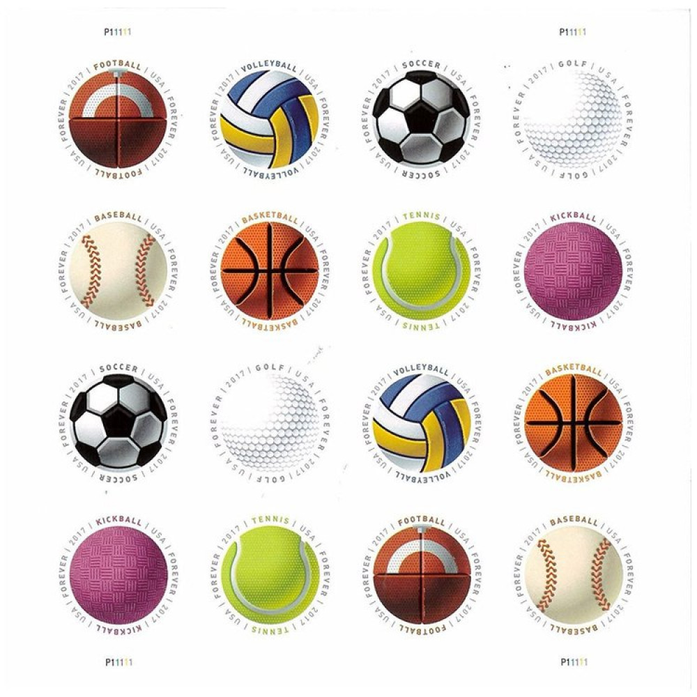 (2017) USPS Have a Ball! Baseball Basketball Vollyball Postage Stamps